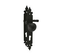Amig - Handle and Knob Set - Smooth Plate - 270 x 36 mm - Keyhole to 90 mm - Ideal for Increasing Privacy of a Room - Steel Plate and Black Zamak Handle
