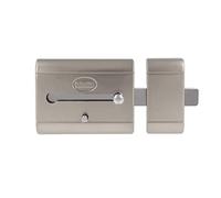 Amig - High Security Overlap Lock for Wooden Doors | Mod. 15 Plus | 98 x 77 mm | with Round Security Cylinder and Latch | Silver Steel