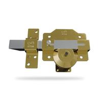 Amig - High-Security Surface Deadbolt with Latch | Cylinder 50 mm | 90 x 154 mm | Steel | Gold | Anti-Bumping and Anti-Drilling | Right Closure