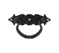 Amig - Horizontal Door Handles Model 1003 Steel 100 x 31 mm with Ring and Dotted Plate Furniture Handles Black Finish