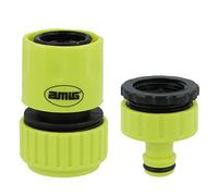 Amig - Hose Connector Kit | 2 Components | 3/4" Quick Connector and 3/4" Tap Reducer Adapter | Ideal Gardening Accessories | ABS Plastic | Pistachio Green