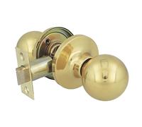 Amig - Interior Door Knob | with Entry Handle 60/70 mm | Ball Knob on Both Sides | for Wooden Passage Doors from 35 to 45 mm | Polished Brass