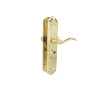 Amig - Left Door Handle Mod. ALFA with Lever Mod. 46 - Brass Plated Steel - 255 x 48 mm - 8 mm Spindle - Incl. 2 Keys - for Doors from 35 to 45 mm - Gold