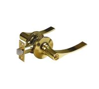 Amig - Left-Hand Lever Handle Set with Latch - Ø65 mm Rose - 60/70 mm Entrance Latch - Gold - Zamak - for Wooden Doors 35-45 mm - Includes 3 Keys - Mod. 710