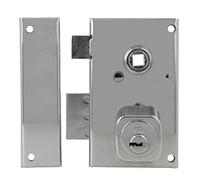 Amig - Left Overfill Lock with Lever, Tongue and Square for Wooden Doors Model 75N | 67 x 112 mm | Security Round Cylinder | Silver Steel