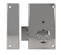 Amig - Left Overlap Lock with Lock Lever and Tab for Wooden Doors Mod. 75P | 67 x 112 mm | Round Security Cylinder | Silver Steel