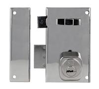 Amig - Left Overturn Lock with Locking Lever, Tongue and Handle for Wooden Doors Model 76 | 67 x 112 mm | Euro Profile Cylinder | Silver Steel