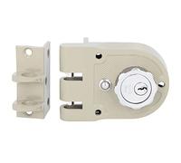 Amig - Left Surge Lock with Locking Lever, Tongue and Handle for Wooden Doors Model 1396 | 60 mm | Bolt with Internal and External Cylinder | Beige Steel