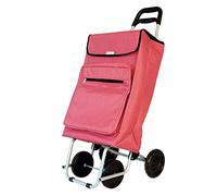 Amig - Lightweight Shopping Trolley with 4 Wheels for Easy Handling | External Freezer Pocket | 22 x 40 x 106 cm | Maximum Load of 15 kg | Capacity 48 L | Colour Red and white