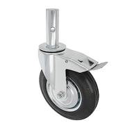 Amig - 2575 Male Scaffolding Wheel with Brake | High Load 200kg Capacity | Easy Installation | Indoor & Outdoor Use, Black/White, Rubber