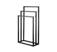 Amig - Matte Black Flor Standing Towel Rack with 3 Metal Bars - Bathroom Towel Floor Stand - Minimalist industrial style with stable base - No drilling