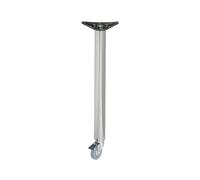 Amig - Mod.6 Matt Chrome Steel Leg with Swivel Wheels and Brake for Office Tables, Kitchen - with Height Adjustment 10 mm - Measures: 710 x 60 x 1.2 mm - Resistance 15 kg/Leg Includes Screws