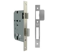 AMIG - Mortise Lock 335 for Wooden Doors, 50/70 mm, Matt Chrome Steel, Reversible Handle, Without Cylinder or Shield
