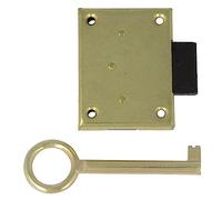 Amig - Mortise Lock for Furniture - 20mm Entry - Includes Cap Key - Locking System for Tables, Cabinets and Small Furniture - Matte Gold Brass