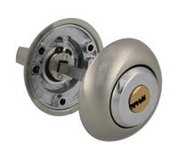 Amig - Muletilla with Point Key Mod. 50R-KD | Cylinder-Condemnation Combination | Matte Chrome | Increases Safety in Entrance Doors | for Doors from 35 to 45 mm Thick | Rosette Ø54 mm