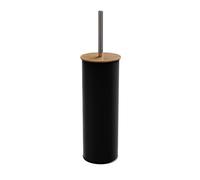 Amig - Naturline Toilet Brush Holder - Ø95 x 380 mm - Steel and Bamboo - Black - Modern and Long-Lasting Bathroom Brush - Minimalist Style with a Sophisticated Finish