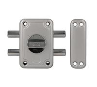 Amig - Overlap Lock with 2 Locking Pins and Internal Crutch for Wooden Doors Mod. 82-96 x 66 mm - Latch with Round Security Cylinder - Silver Enamelled Steel