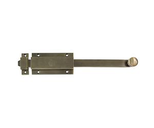 Amig - Overlap Pin for Doors Mod.3700 | Security Latch for Horizontal or Upright | Brass with Leather Finish | Measurements: 250 x 48 mm | Includes Screws
