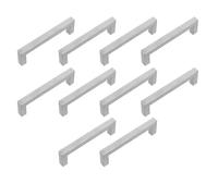 Amig - Pack of 10 Cabinet Handles - 192 mm - Brushed Silver Color - Made of Stainless Steel - for Modern Decorative Kitchen and Bathroom Furniture - Mod. 843