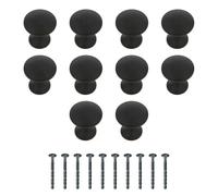 Amig - Pack of 10 Cabinet Knobs - Ø24 mm - Matte Black - Made of Zamak - Drawer and Cabinet Pulls for Kitchen and Bathroom with Modern Decorative Style - Mod. 805