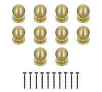 Amig - Pack of 10 Cabinet Knobs - Ø25 mm - Brushed Gold Color - Made of Zamak - for Kitchen and Bathroom Drawers and Cabinets with Modern Decorative Style and Comfortable Use - Mod. 811