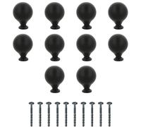 Amig - Pack of 10 Cabinet Knobs - Ø30 mm - Matte Black - Made of Zamak - Drawer and Cabinet Pulls for Kitchen and Bathroom with Modern Decorative Style - Mod. 814