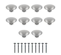 Amig - Pack of 10 Cabinet Knobs - 39 x 25 mm - Brushed Nickel Color - Made of Zamak - for Kitchen and Bathroom Drawers and Cabinets with Modern Decorative Style - Mod. 806