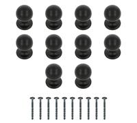 Amig - Pack of 10 Cabinet Knobs - Diameter Ø21 mm - Matte Black - Made of Zamak - for Kitchen and Bathroom Drawers and Cabinets with Modern Decorative Style - Mod. 812