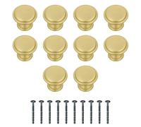 Amig - Pack of 10 Cabinet Knobs - Diameter Ø28 mm - Brushed Gold Color - Made of Zamak - Golden Drawer Pulls - Mod. 804