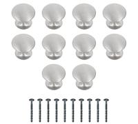 Amig - Pack of 10 Cabinet Knobs - Diameter Ø28 mm - Brushed Nickel Color - Made of Zamak - Drawer and Cabinet Pulls for Kitchen and Bathroom with Modern Style - Mod. 803