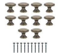 Amig - Pack of 10 Cabinet Knobs - Diameter Ø28 mm - Leather Color - Made of Zamak - for Kitchen and Bathroom Drawers and Cabinets with a Modern Decorative Style and Comfortable Use - Mod. 804