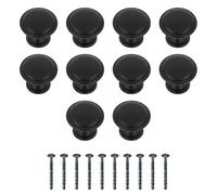 Amig - Pack of 10 Cabinet Knobs - Diameter Ø28 mm - Matte Black - Made of Zamak - for Kitchen and Bathroom Drawers and Cabinets with Modern Decorative Style - Mod. 804