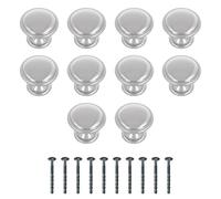 Amig - Pack of 10 Cabinet Knobs - Diameter Ø28 mm - Silver Color - Made of Zamak - for Kitchen and Bathroom Drawers and Cabinets with a Modern Decorative Style and Comfortable Use - Mod. 804