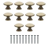 Amig - Pack of 10 Cabinet Knobs - Diameter Ø29 mm - Leather Color - Made of Zamak/Ceramic - for Kitchen and Bathroom Drawers and Cabinets with a Decorative Modern Style - Mod. 822