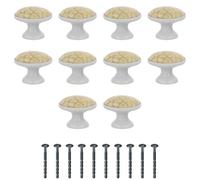 Amig - Pack of 10 Cabinet Knobs - Diameter Ø29 mm - White Color - Made of Zamak/Ceramic - for Kitchen and Bathroom Drawers and Cabinets with Modern Decorative Style - Mod. 822