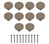 Amig - Pack of 10 Cabinet Knobs - Diameter Ø35 mm - Leather Color - Made of Aluminum - for Kitchen and Bathroom Drawers and Cabinets with a Modern Decorative Style and Comfortable Use - Mod. 802