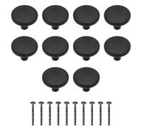 Amig - Pack of 10 Cabinet Knobs - Diameter Ø35 mm - Matte Black - Made of Aluminum - for Kitchen and Bathroom Drawers and Cabinets with Decorative Modern Style - Mod. 802