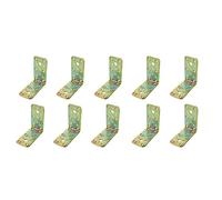 Amig - Pack of 10 Flat Angles for Wooden Structures - 90 Degree Corner Brackets - Mounting Brackets - Fixing for Furniture, Cabinets or Tables - Steel - Gold Color - 100 x 50 x 2.2 mm