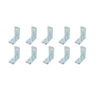 Amig - Pack of 10 Flat Angles for Wooden Structures - 90 Degree Corner Brackets - Mounting Brackets - Furniture or Cabinet Fixing - Steel - Silver Colour - 100 x 50 x 2.2 mm