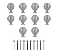Amig - Pack of 10 Furniture Knobs - Diameter Ø30 mm - Brushed Nickel Color - Made of Zamak - for Kitchen and Bathroom Drawers and Cabinets with Decorative Modern Style - Mod. 814