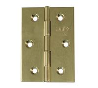 Amig - Pack of 2 Brass Fixed Hinges Without Finial - 60 x 40 mm - Model 1002 - Polished Finish Varnish - Square Edge - Laminated Profile - Easy Installation and Use - DIY