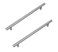 Amig - Pack of 2 Cabinet Handles - 224 mm - Brushed Nickel Color - Made of Steel - for Kitchen and Bathroom Drawers and Cabinets with Modern Decorative Style and Comfortable Use - Mod. 837