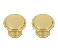 Amig - Pack of 2 Cabinet Knobs - Diameter Ø28 mm - Brushed Gold Color - Made of Zamak - Modern Style Drawer and Cabinet Pulls for Kitchen and Bathroom - Mod. 804