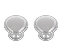 Amig - Pack of 2 Cabinet Knobs - Diameter Ø28 mm - Silver Color - Made of Zamak - for Kitchen and Bathroom Drawers and Cabinets with a Modern Decorative Style and Comfortable Use - Mod. 804