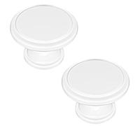 Amig - Pack of 2 Cabinet Knobs - Diameter Ø28 mm - White Color - Made of Zamak - for Kitchen and Bathroom Drawers and Cabinets with a Modern Decorative Style and Comfortable Use - Mod. 804