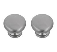 Amig - Pack of 2 Cabinet Knobs - Diameter Ø35 mm - Brushed Nickel Color - Made of Zamak - for Kitchen and Bathroom Drawers and Cabinets with Modern Decorative Style - Mod. 801