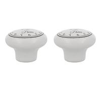 Amig - Pack of 2 Cabinet Knobs - Diameter Ø40 mm - White Color - Made of Ceramic - for Kitchen and Bathroom Drawers and Cabinets with a Modern Decorative Style and Comfortable Use - Mod. 823