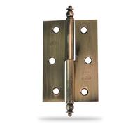 Amig - Pack of 2 Furniture Hinges - Right Opening - Brass Plated Steel - 70 x 43 x 1.2 mm - Removable, Square Edge and Without End