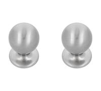 Amig - Pack of 2 Furniture Knobs - Diameter Ø21 mm - Brushed Nickel Color - Made of Zamak - for Kitchen and Bathroom Drawers and Cabinets with Modern Decorative Style - Mod. 812