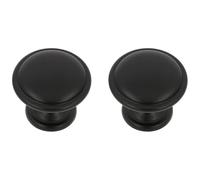 Amig - Pack of 2 Furniture Knobs - Diameter Ø28 mm - Matte Black - Made of Zamak - for Kitchen and Bathroom Drawers and Cabinets with a Modern Decorative Style and Comfortable Use - Mod. 804